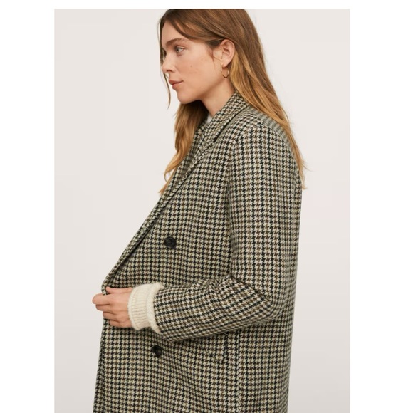 NWT MANGO Houndstooth Wool Blend Coat Oversize - Picture 5 of 12